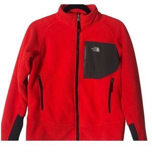 The North Face Boys Red Black Full Zippered Fleece Jacket - Size L